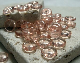 Vintage 8mm Czech Glass Rondelles in Rose. 3 dz.