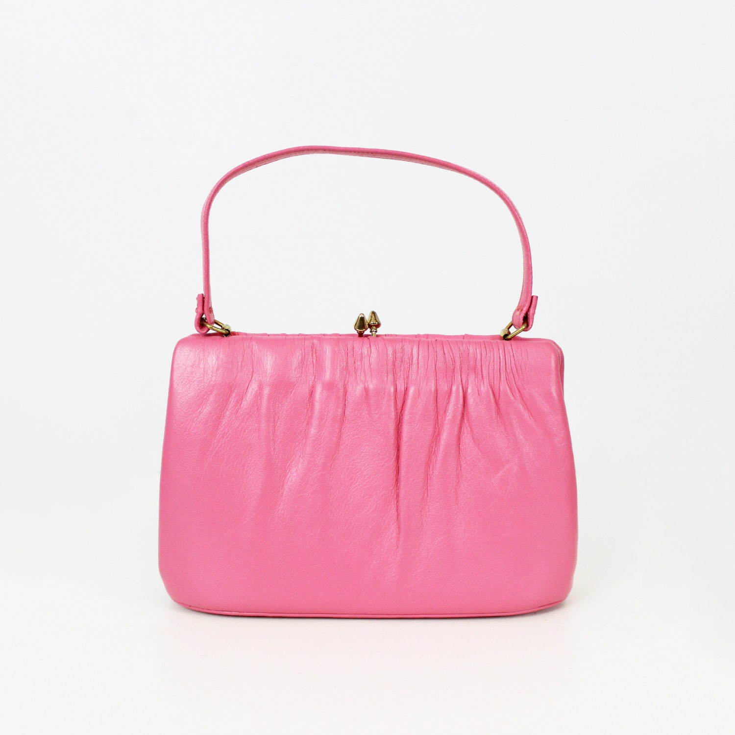 vintage 50s pink leather purse / 1950s pink by archetypevintage