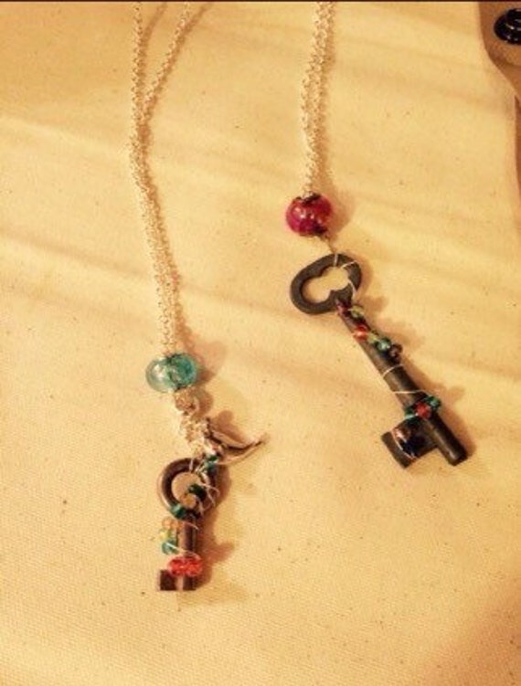 Items similar to Wired wrapped vintage key necklace. on Etsy