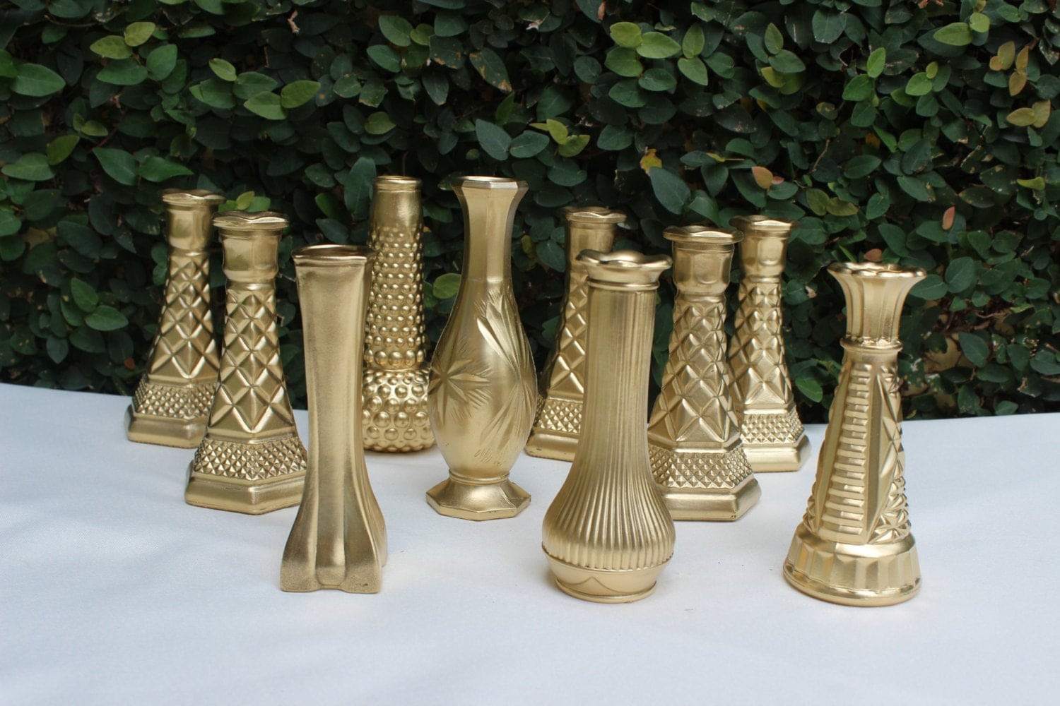 Vintage Gold Bud Glass Vases Instant Collection by JumbledBrains