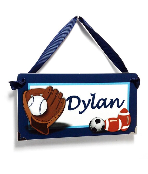 sports theme kids door sign boys bedroom decor plaque
