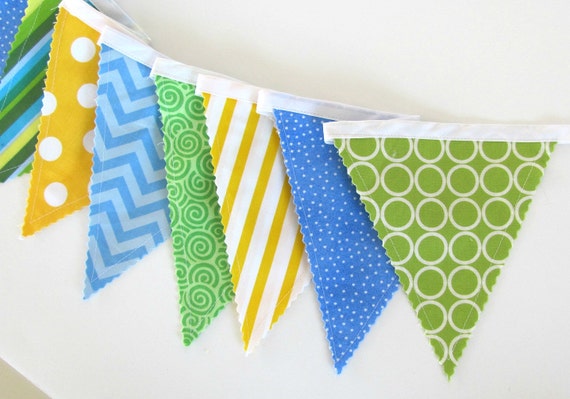 Bunting Fabric Pennants Nursery Bunting Banner or Birthday