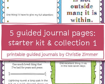 5 Printable Guided Journal Pages - Starter Kit and Collection 1