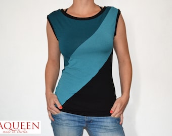 asymetrical top black dark turquoise jersey streetwear Berlin