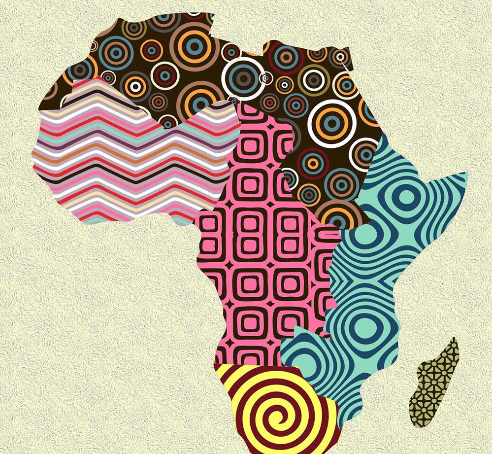 African Print Map Decor, African Wall Art, African Map Art, African Shop Print, Afrocentric Pop Art