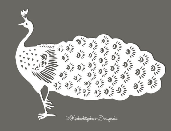 Download SVG Paper Cut File and Template Peacock by KinkerlitzchenShop