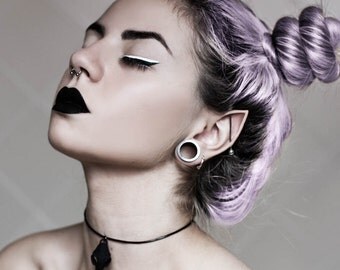 Cat Skull Necklace in black - A black cat skull necklace on a gunmetal chain or a choker to adorn your neck