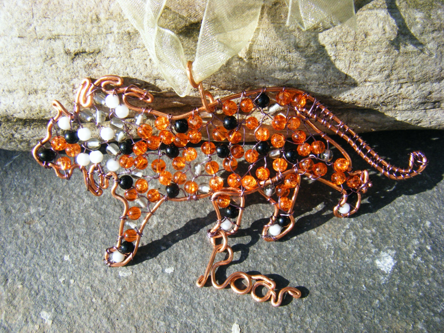 Lion Copper wire & Beaded Hanging Decoration Wild Animal Can