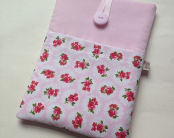 Kindle cover, kindle voyage sleeve, padded case for paperwhite ereaders and tablets, cath kidston pink rose style