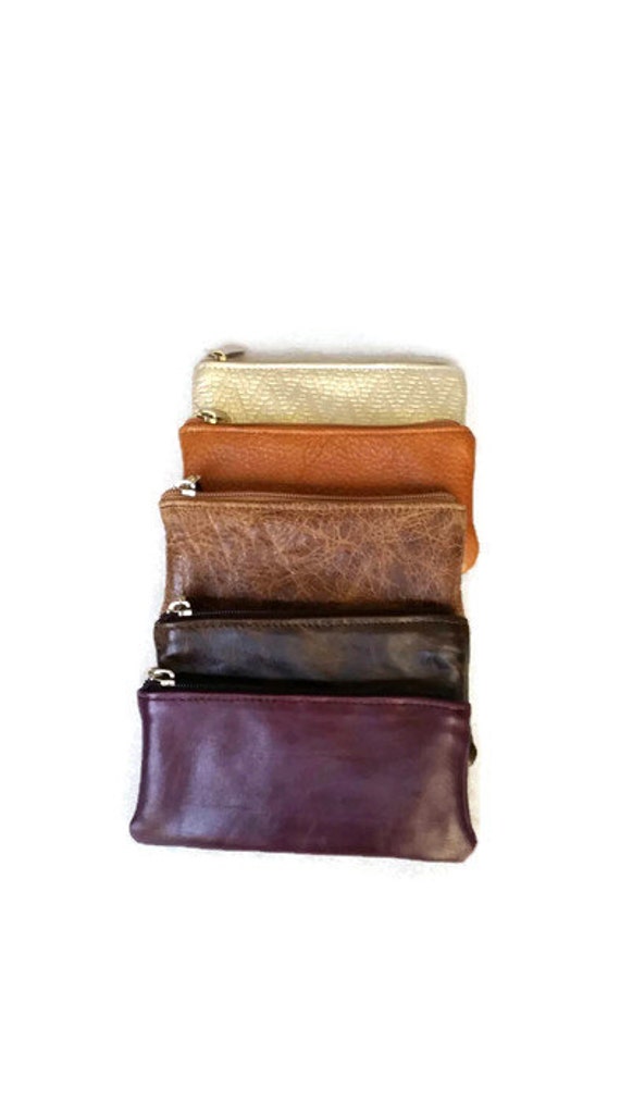 Leather pouch / small leather purse / mini cosmetic bag by Fgalaze