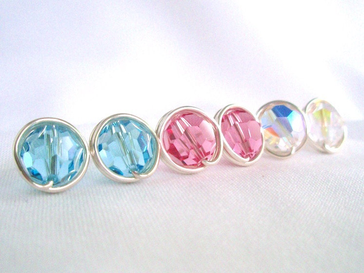 Swarovski Stud Earrings Set Crystal Wired Earrings Gift for