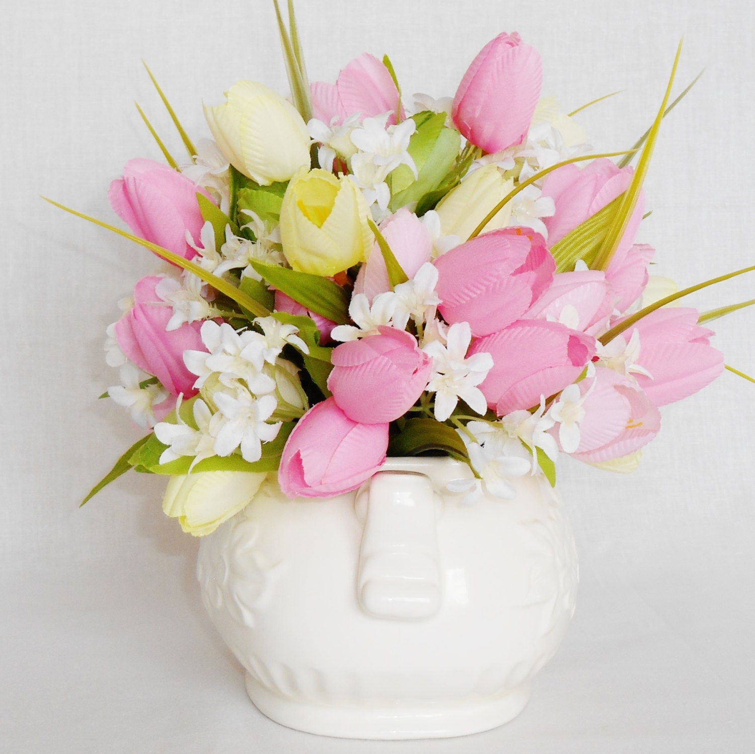 Artificial Flower Arrangement Pink Yellow & by BeautyEverlasting