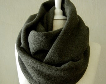 LIX PERLE: Lexi Olive Knit Infinity Scarf, Circular loop tube versatile hood shawl unisex handmade scarf