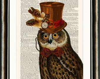 Owl with top hat | Etsy