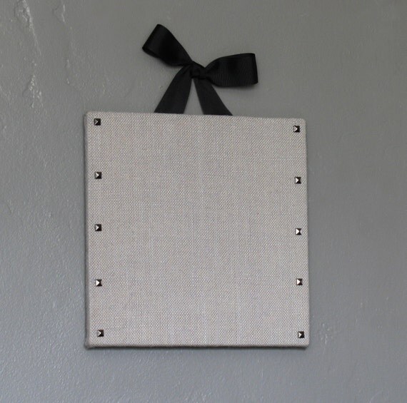 Burlap Cork Board with Decorative Tacks Optional Ribbon