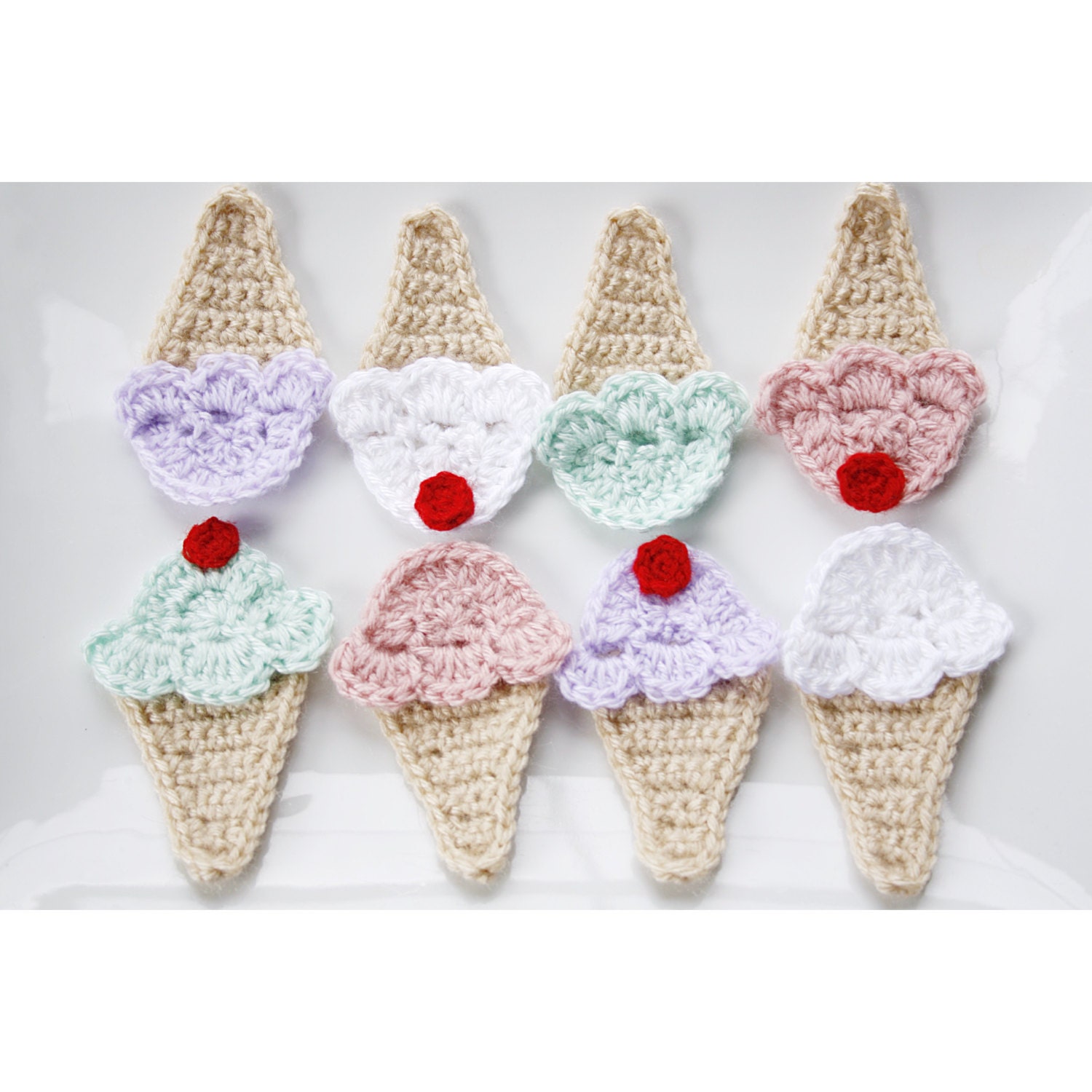 Crochet Ice Cream Cone Applique. Crochet Ice by IvoryandWool