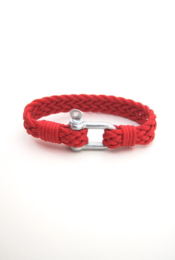 Items similar to FREE Shipping Men's Red Bracelet Simple Bangle Shackle
