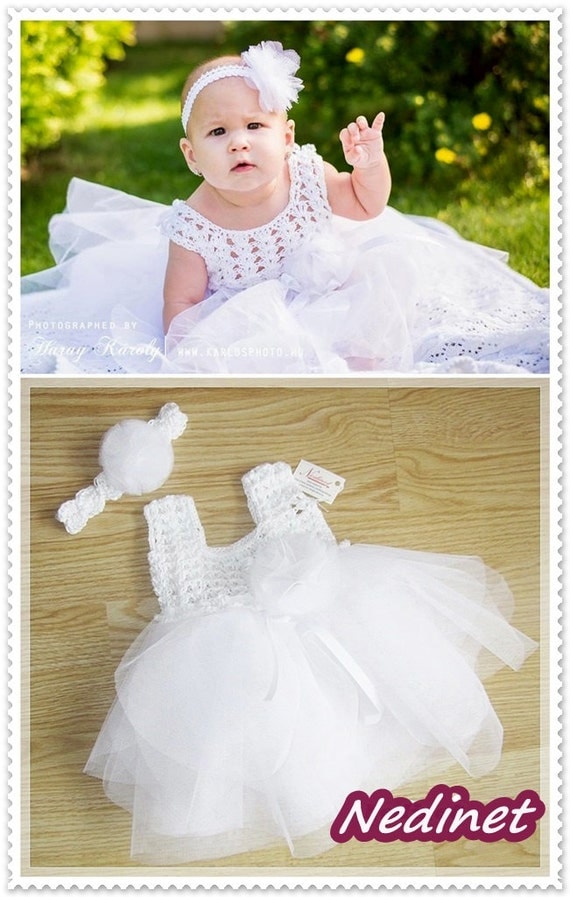 Crochet PATTERN Tulle dress pattern 036 months size, Instant Download