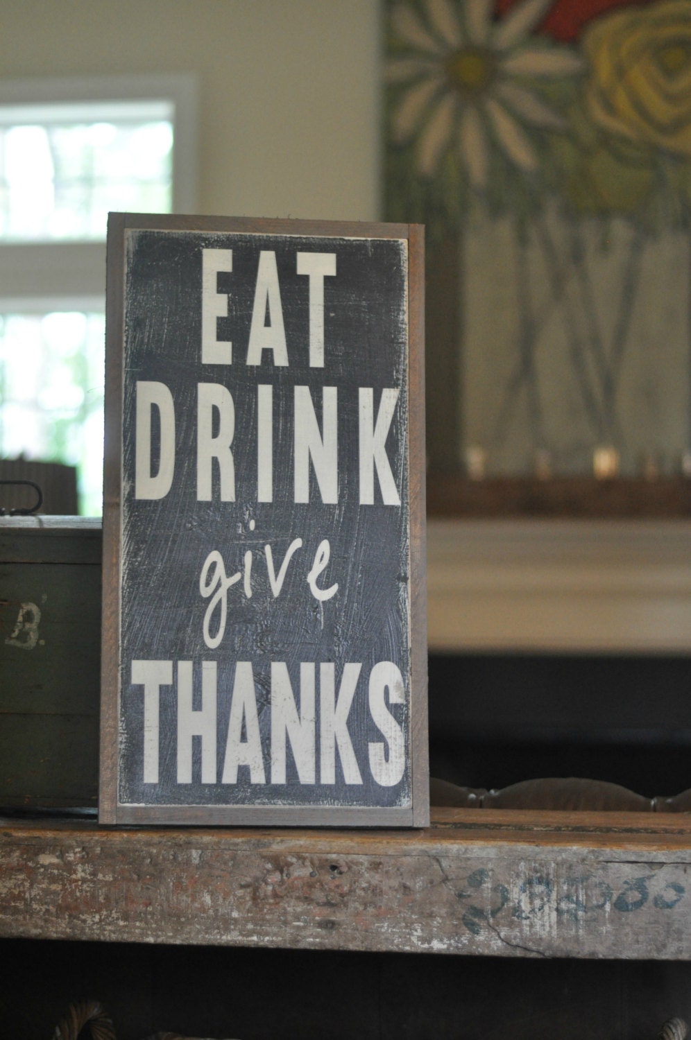 1x2 Eat Drink Give Thanks by BetweenYouAndMeSigns on Etsy