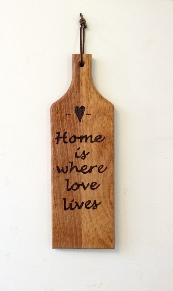 Wood cutting board wall hanging home is where love lives wall