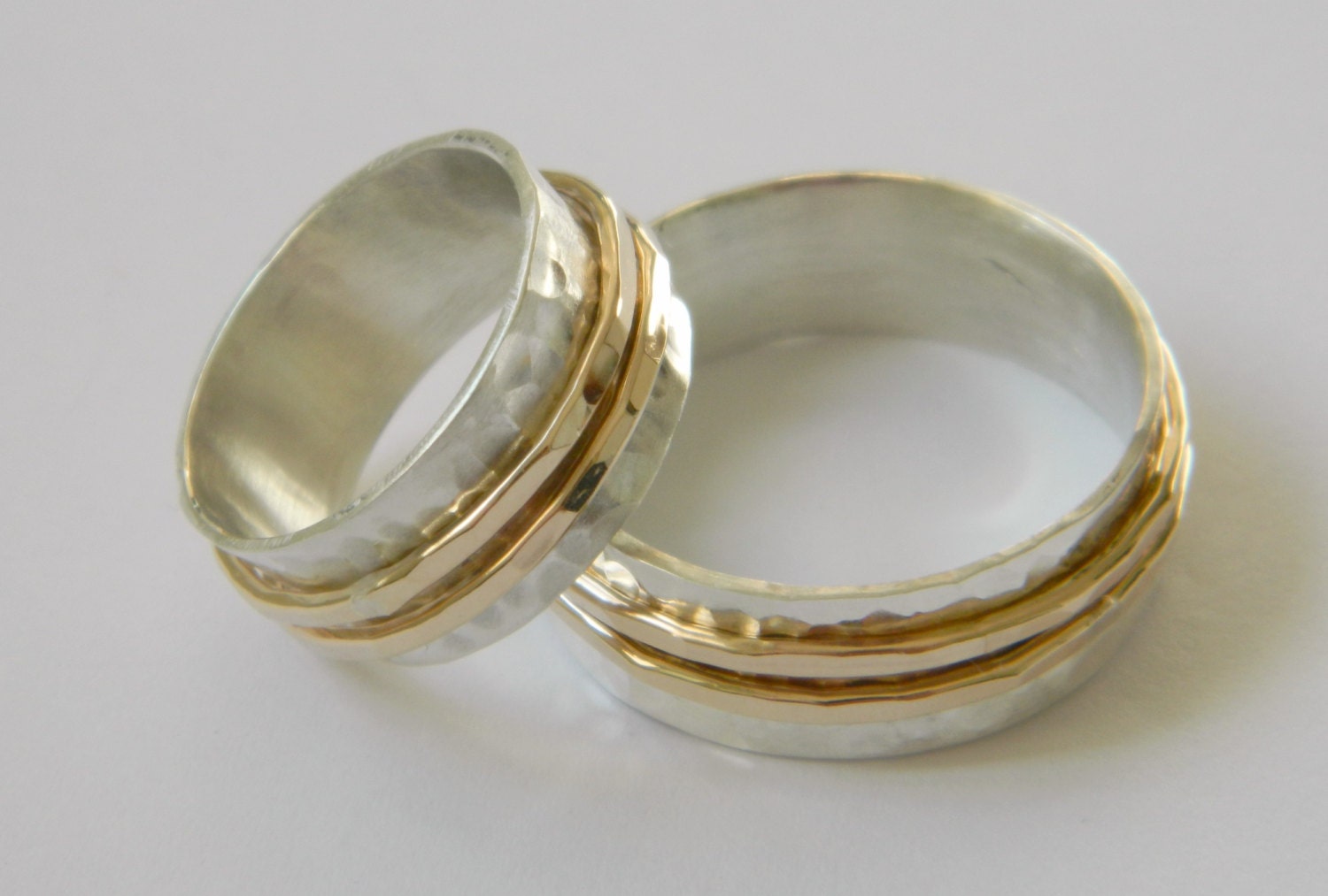 Hammered wedding bands 8mm wide silver wedding bands by 
