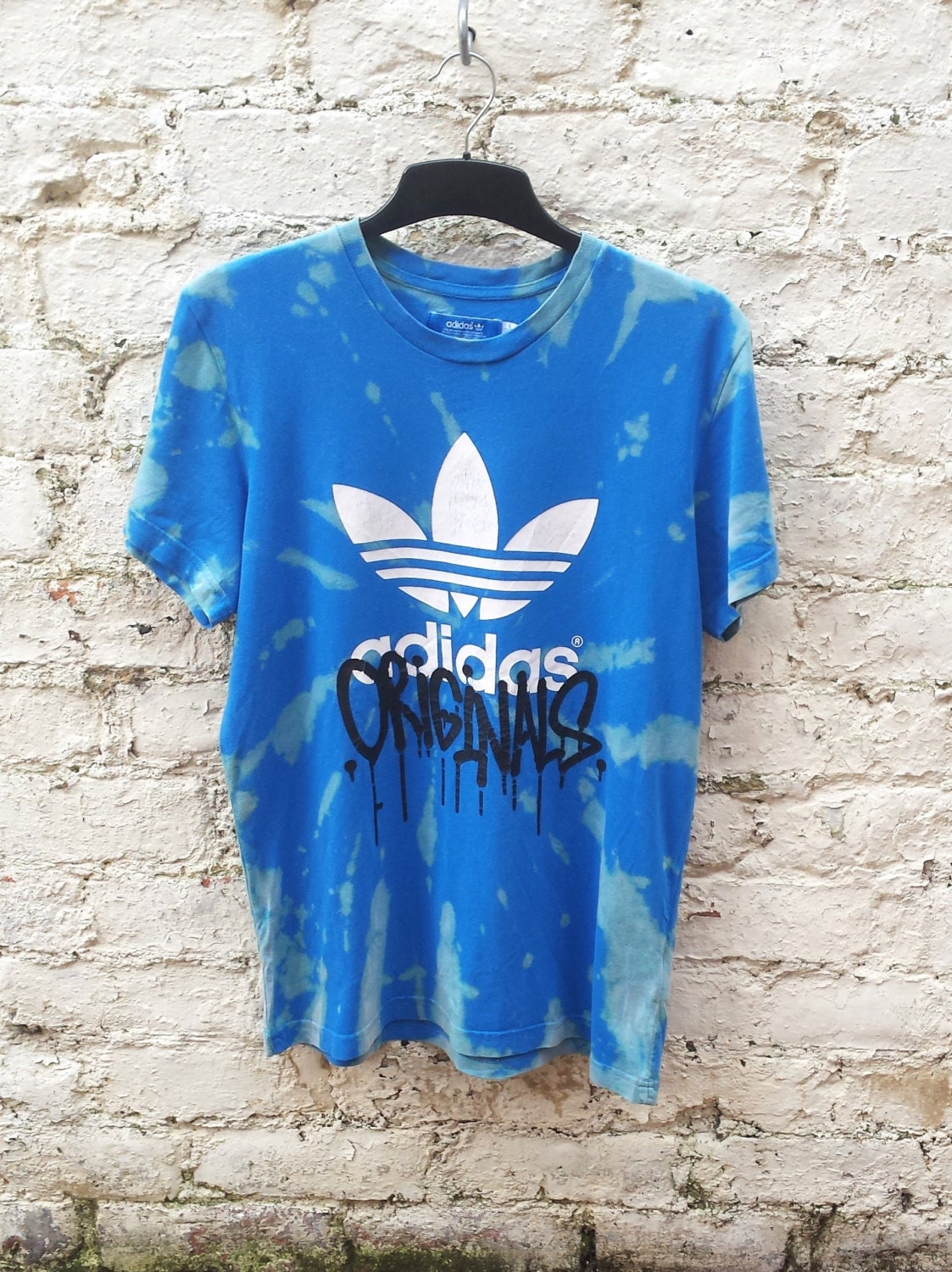 Adidas Originals Bleach Tie Dye Upcycle Shirt size M in Blue