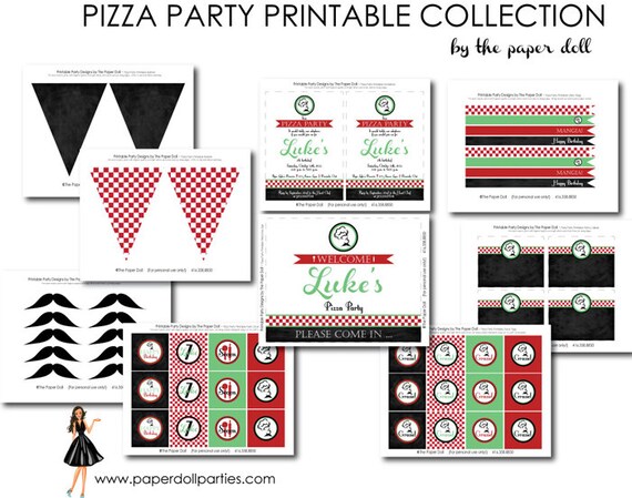 Pizza Party Printable Party Collection Full Set : Printable Party Designs by The Paper Doll Il_570xn