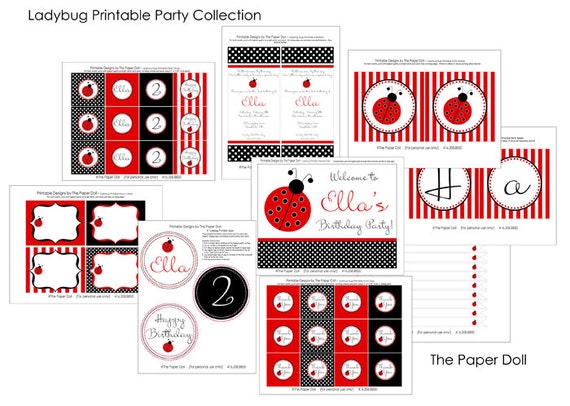 Sweet Little Ladybug Printable Party Collection : Full Printable Party Collection by The Paper Doll Il_570xn