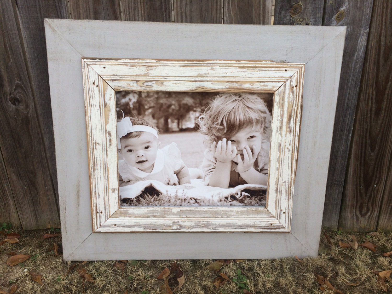 Distressed Vintage Shabby Chic picture frame 16x20 opening