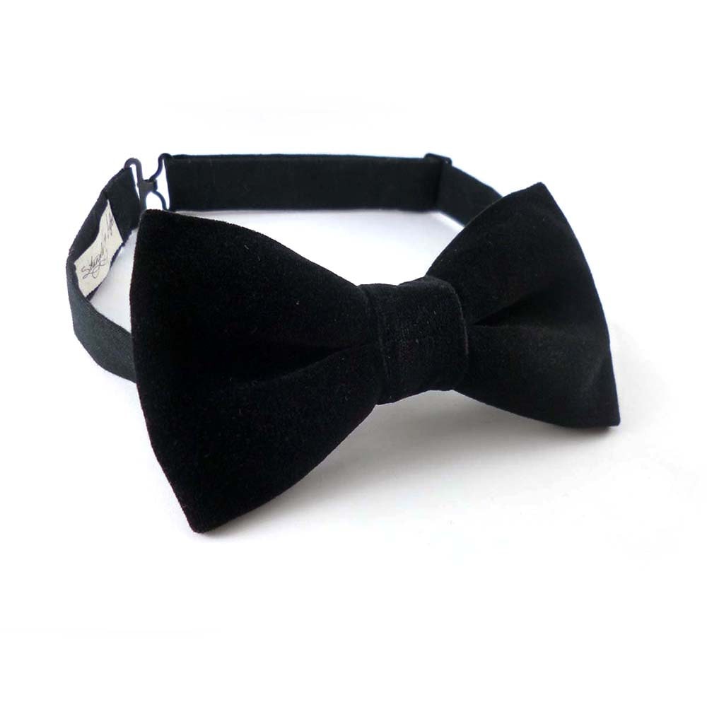 Mens bow tie black velvet pre tied bow tie velvet bow tie