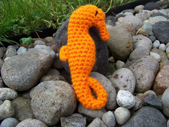 Seahorse Crocheted Orange or Red Children's Stuffed Toy
