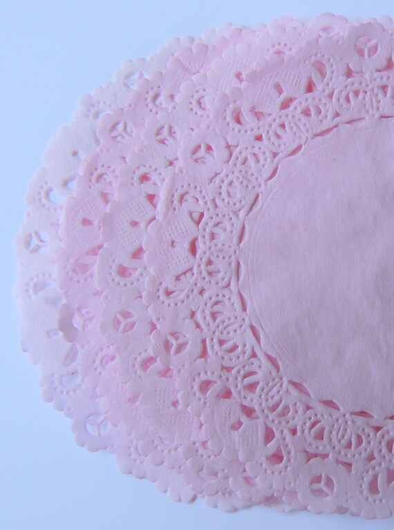 LIGHT PINK Paper Doilies 4" 6" 8" 10" Sizes Hand Dyed Lace Doily by