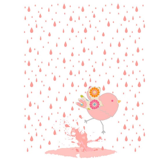 baby bathroom art baby girl nursery children's art bird