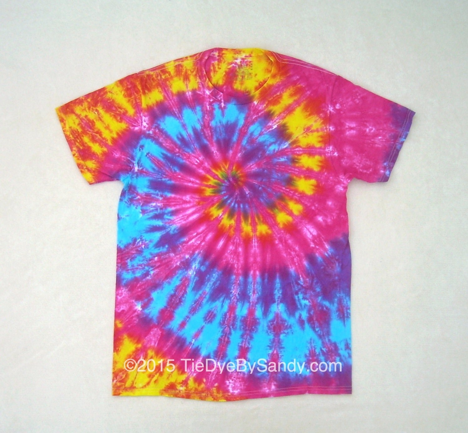 SALE Medium Tie Dye Shirt Bright Rainbow Spiral by TieDyeBySandy