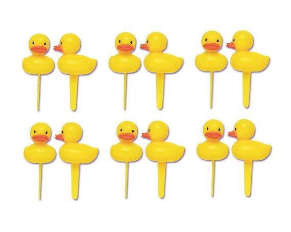 12 3-D Rubber Duck Duckie Picks Cupcake by CharmiosCraftParty