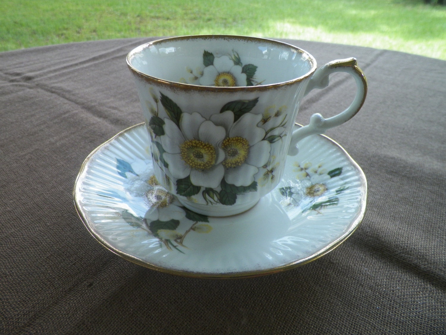 Tea Cup and Saucer Queens Fine Bone China Made in England