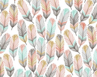 Baby Bedding Crib Bedding - Pink, Gold, Mint Feathers