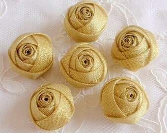 6 Handmade Rolled Roses (1-1/4 inches) in Gold My-329