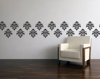 Wall Decal Wallpaper - Vinyl Wallpaper Decal - Vinyl Decals Set of 15 - Vinyl Wall Paper - Vinyl Damask 0008