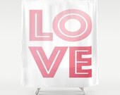 Love Shower Curtain - Pink and White Shower Curtain - Bathroom Decor - Made to Order Love Shower Curtain - Pink and White Shower Curtain - Bathroom Decor - Made to Order
