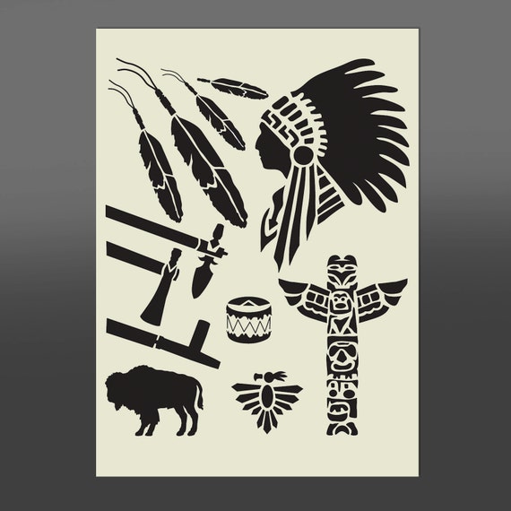 Native American Mixed Stencil Various Sizes Made From High