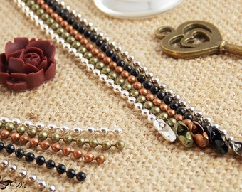100 Premium Ball Chain Necklaces - 5 Color Choices - Ball Chain Connectors Included
