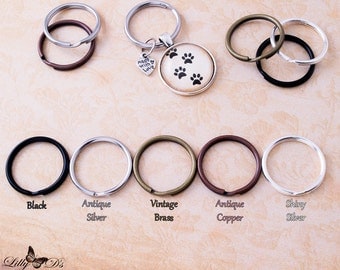 25 Split Key Rings - Keychain Split Rings - 25mm 1 inch - 5 Color Choices - Silver, Antique Silver, Vintage Brass, Antique Copper, Black.