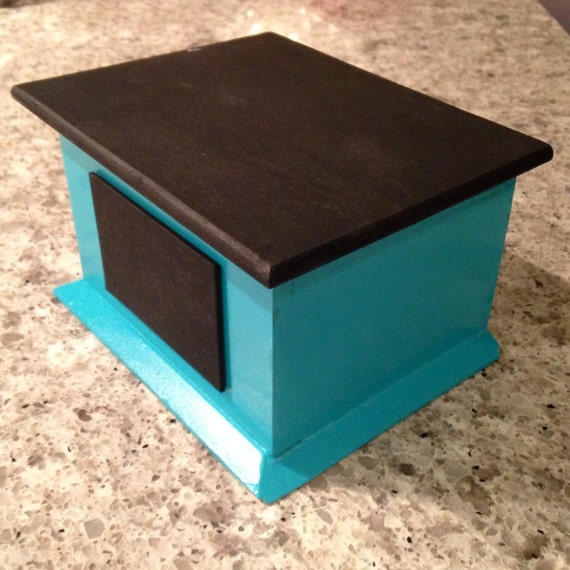 Teal Storage Box with Chalkboard Top and Label by SireneSoaps