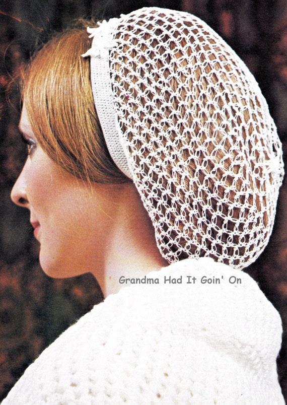 Vintage Snood Hair Net Hat Crochet Pattern Hair Net Hair
