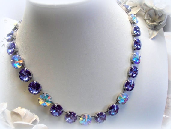 Tanzanite Swarovski Crystal Necklace / Rivoli Necklace