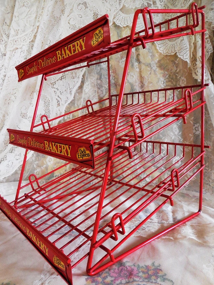 Vintage Bakery, Red Wire Rack Display Shelf, Delicatessen, Deli Express ...