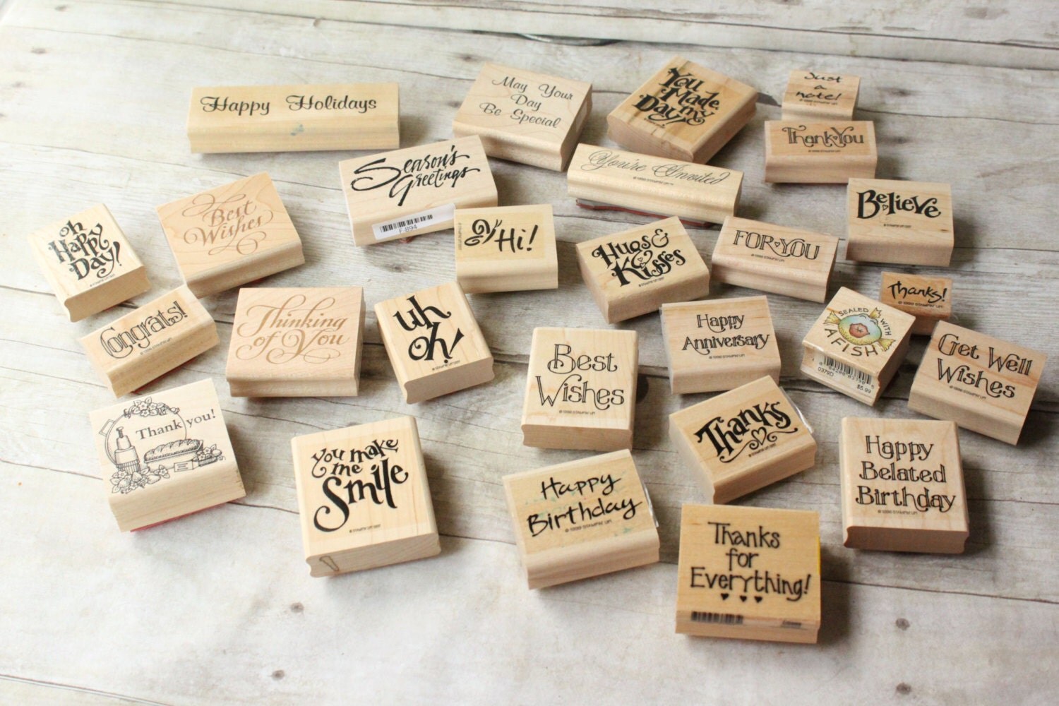 Rubber Stamp Lot 27 Wood Mount Stamps by PhoebesTreasureChest