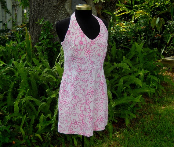 pink and white sundress