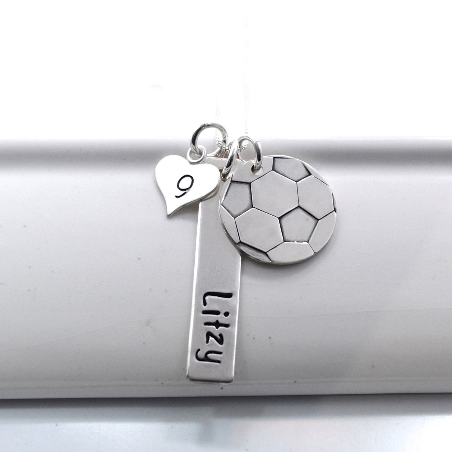 Hand Stamped Soccer Mom Necklace Personalized by DesignMeJewelry